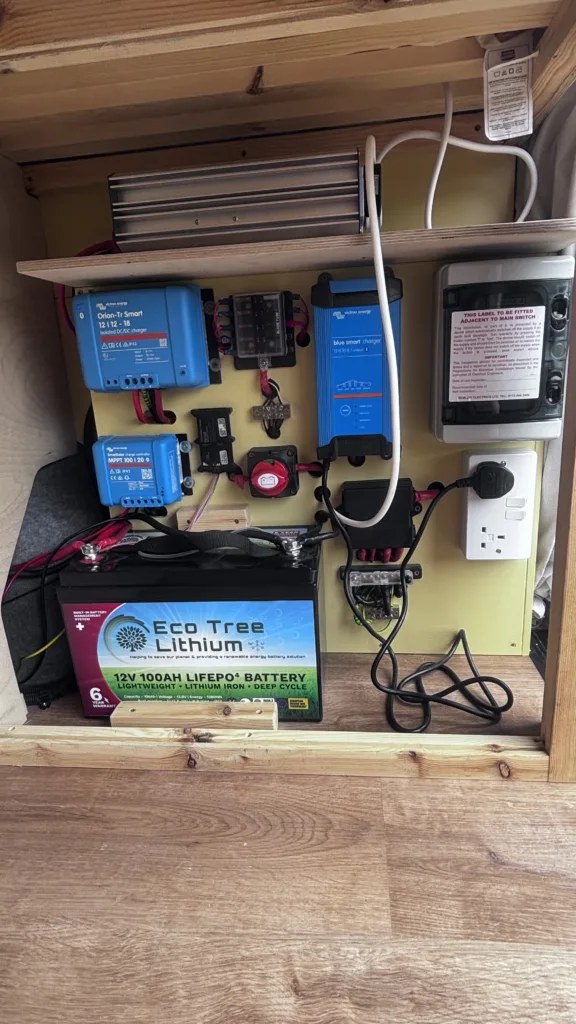A campervan 12-volt battery and electrical installation